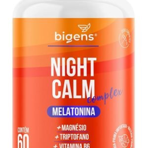Night Calm Complex, Melatonina, magnésio, triptofano, Vitaminas B6 e B9, 60 cápsulas, Bigens