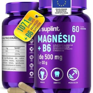 Magnésio Dimalato 1071 mg com Vitamina B6 – Suplemento de Magnésio Vegano | Sem Glúten e Sem OGM – 60 Cápsulas